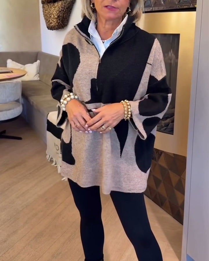Pull tendance à col montant et demi-zip