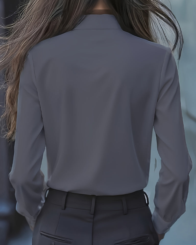 Chemise à manches longues à noeud et volants