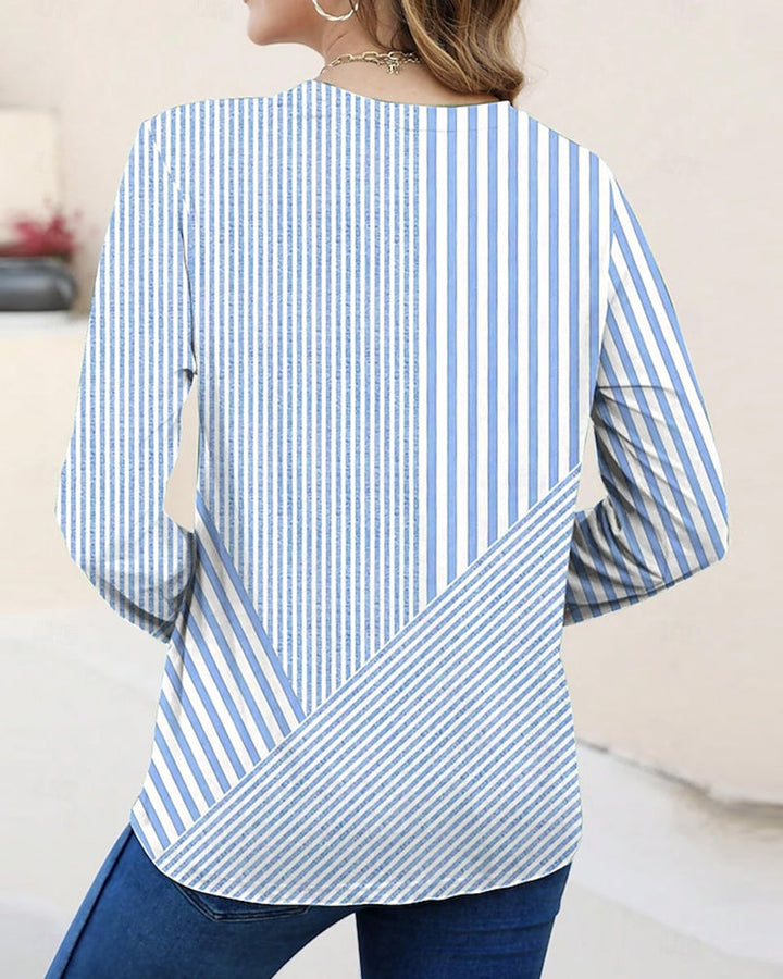 T-shirt à manches trois-quarts rayé