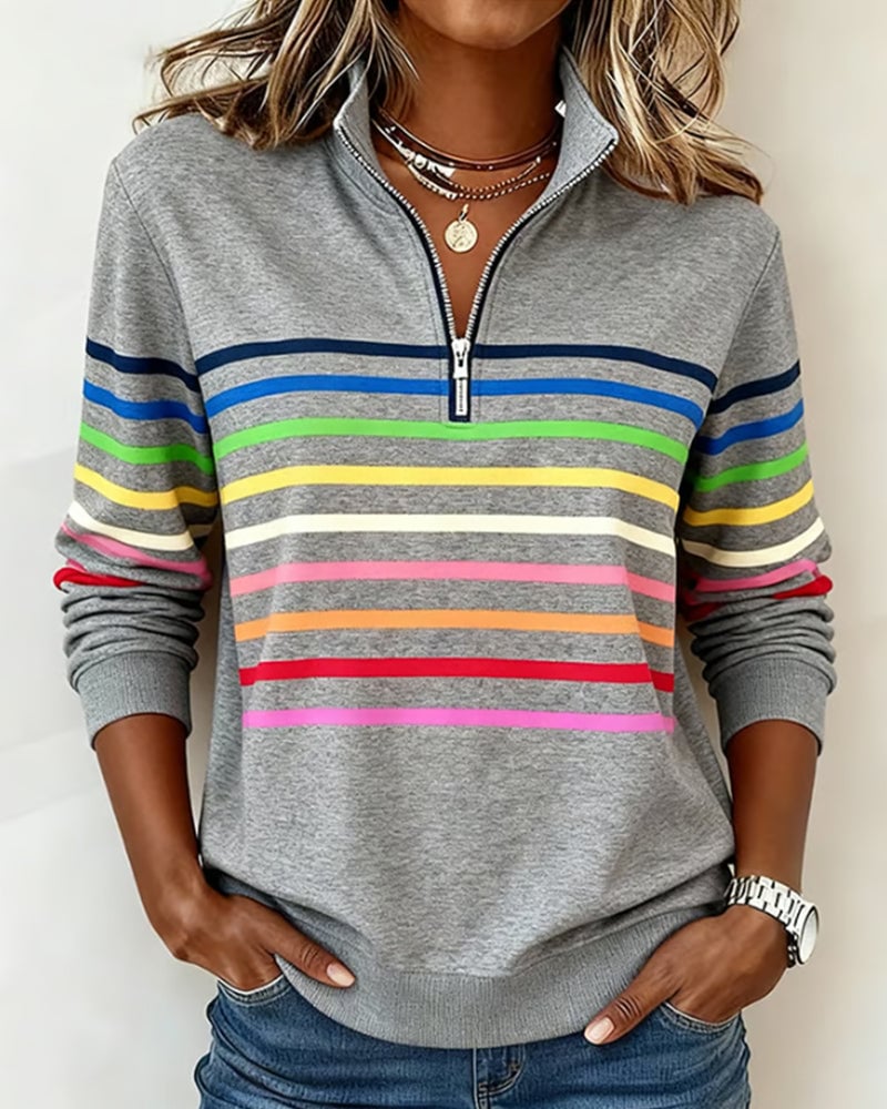 Sweatshirt à rayures arc-en-ciel tendance