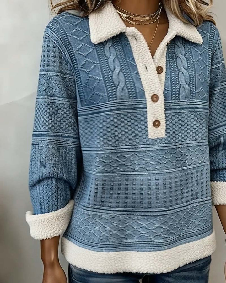 Pull casual patchwork à col rond
