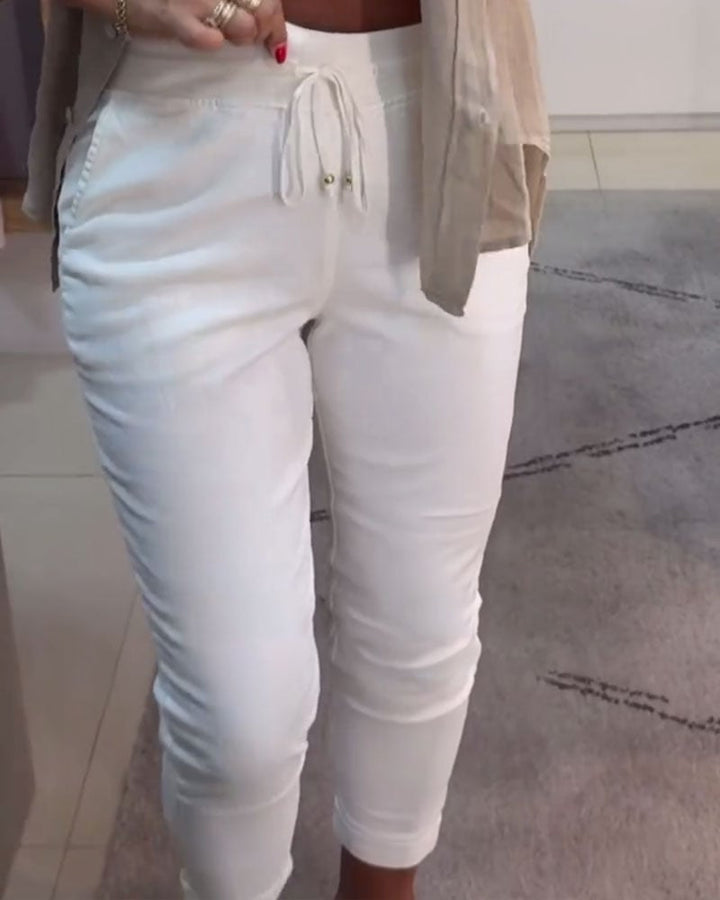 Pantalon pencil décontracté à cordon