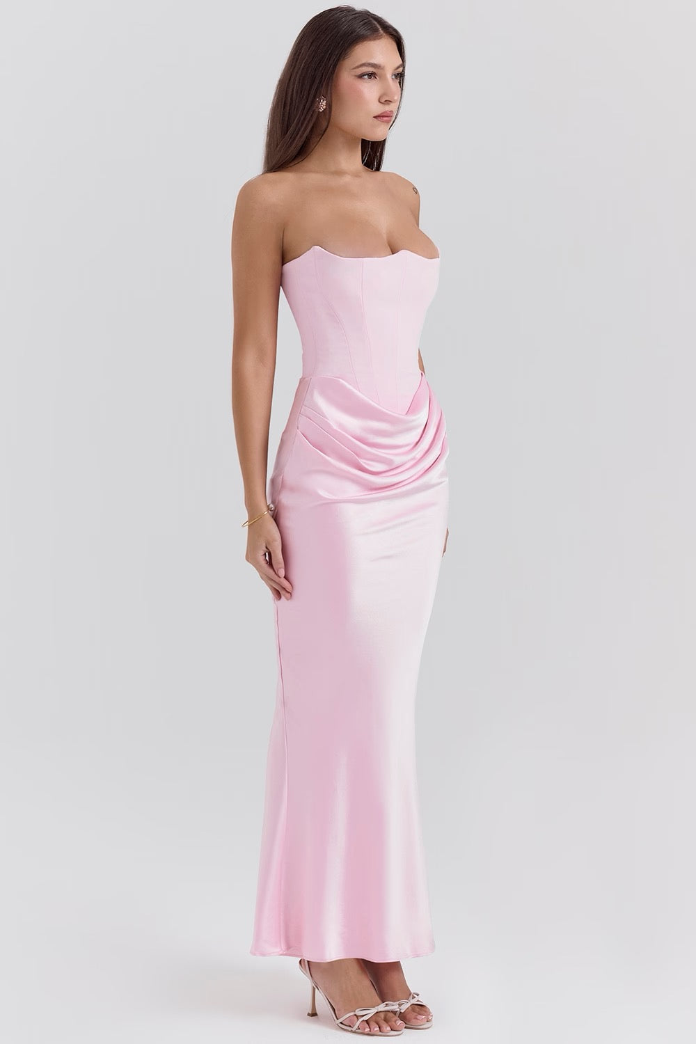 Robe de soirée bustier rétro élégante et unie