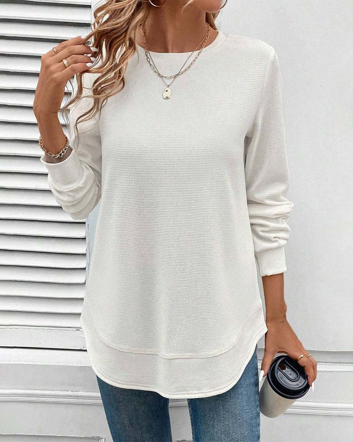 Chemise à col O à manches longues pour un usage quotidien