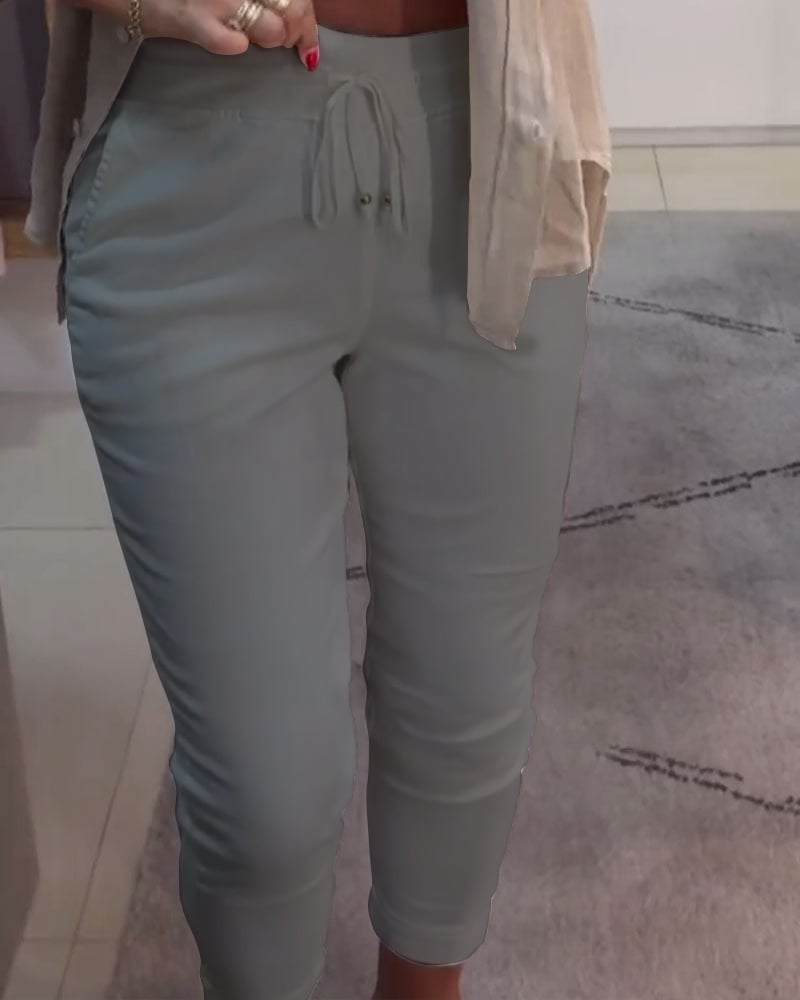 Pantalon pencil décontracté à cordon