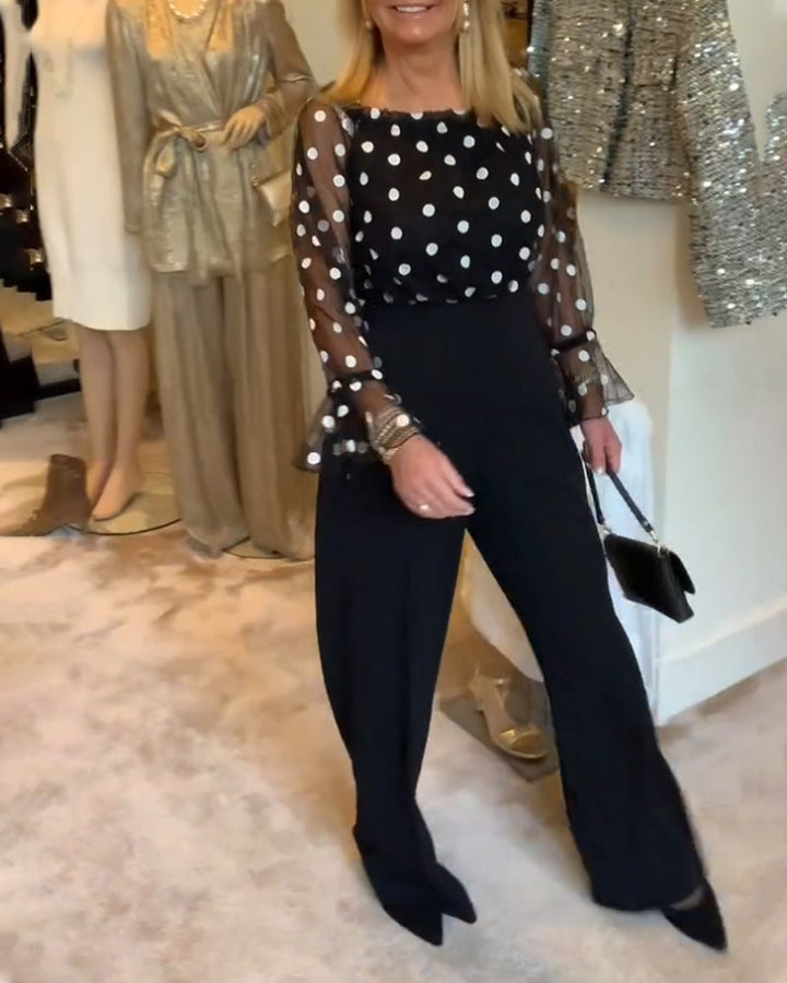 Blouse à pois transparente décontractée