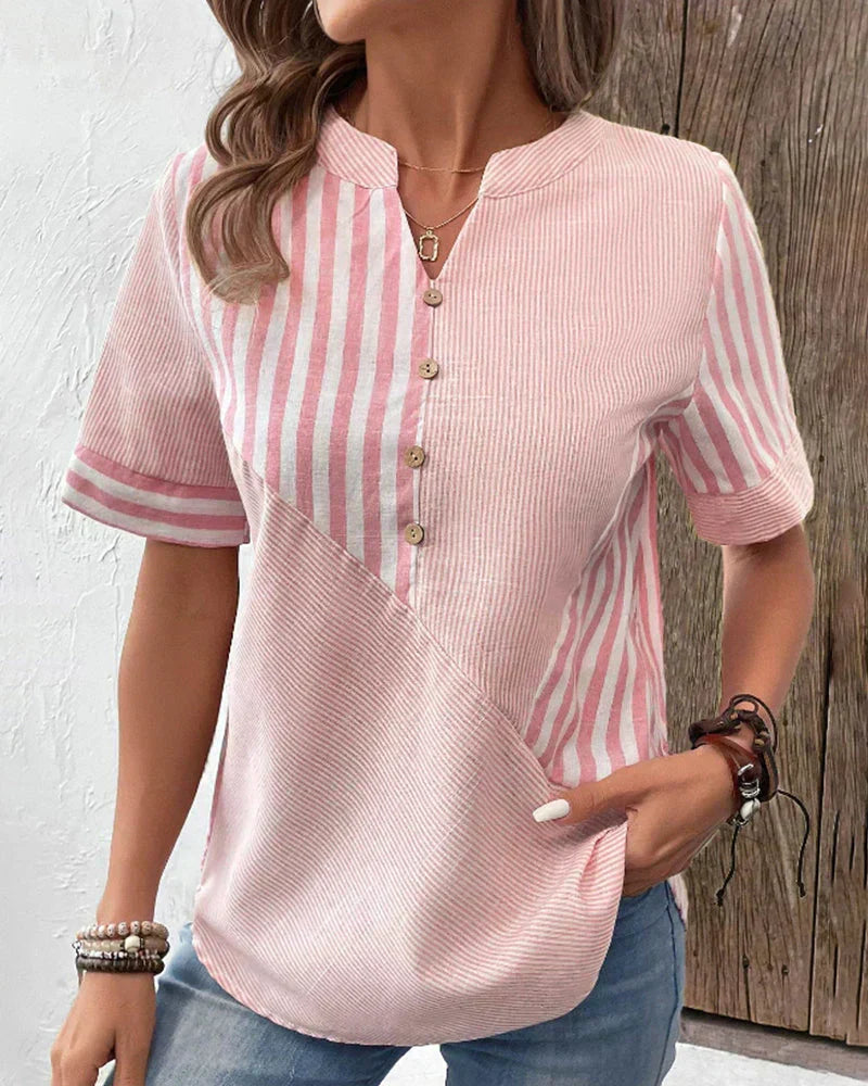 Blouse à boutons classiques à rayures