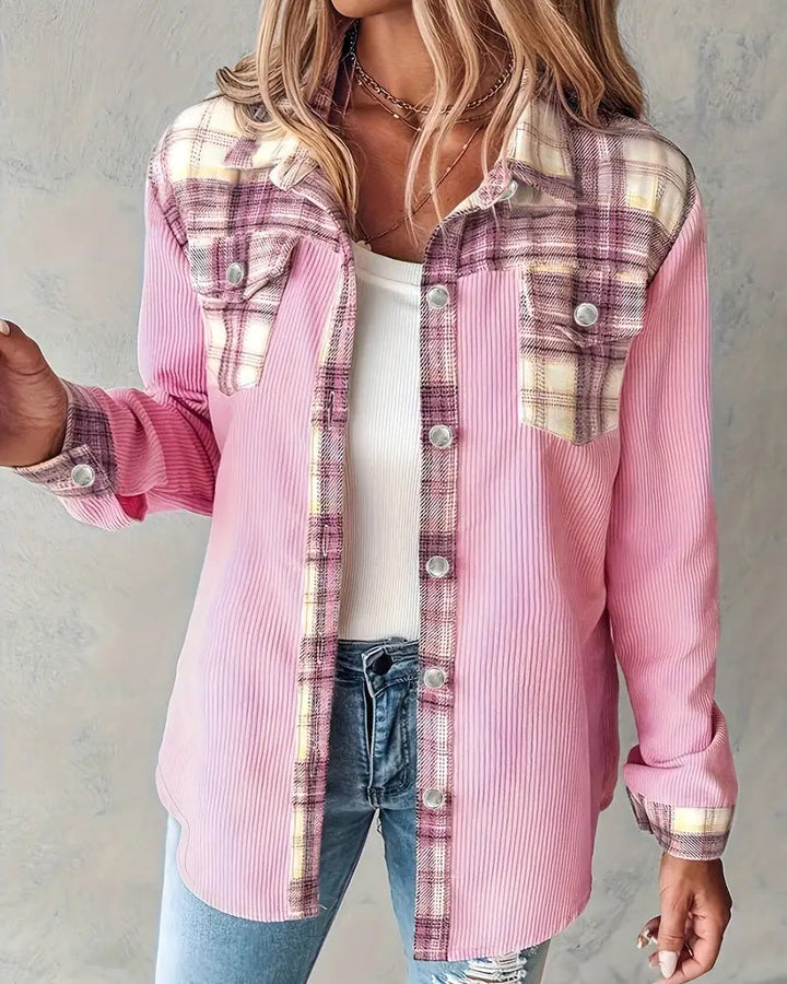 Chemise à carreaux patchwork à la mode