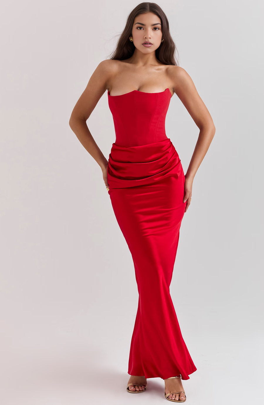 Robe de soirée bustier rétro élégante et unie