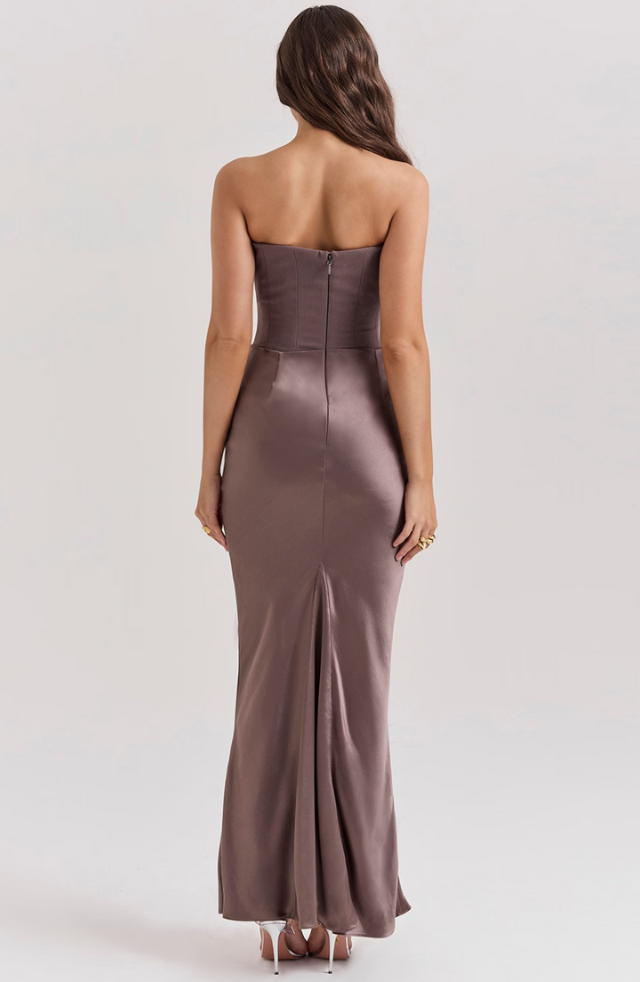 Robe de soirée bustier rétro élégante et unie