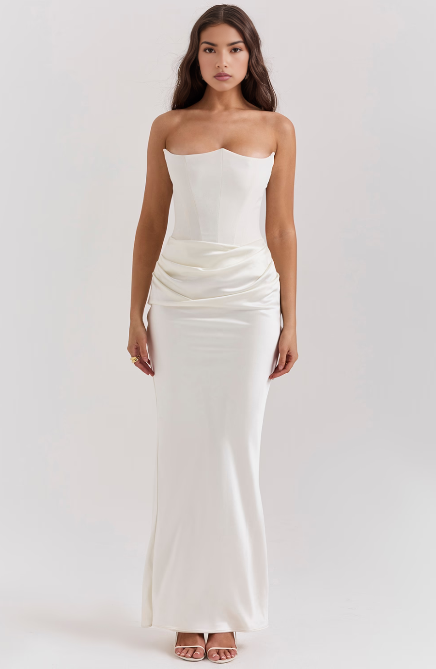 Robe de soirée bustier rétro élégante et unie