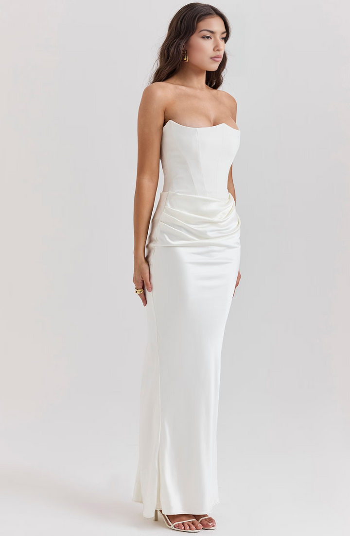 Robe de soirée bustier rétro élégante et unie