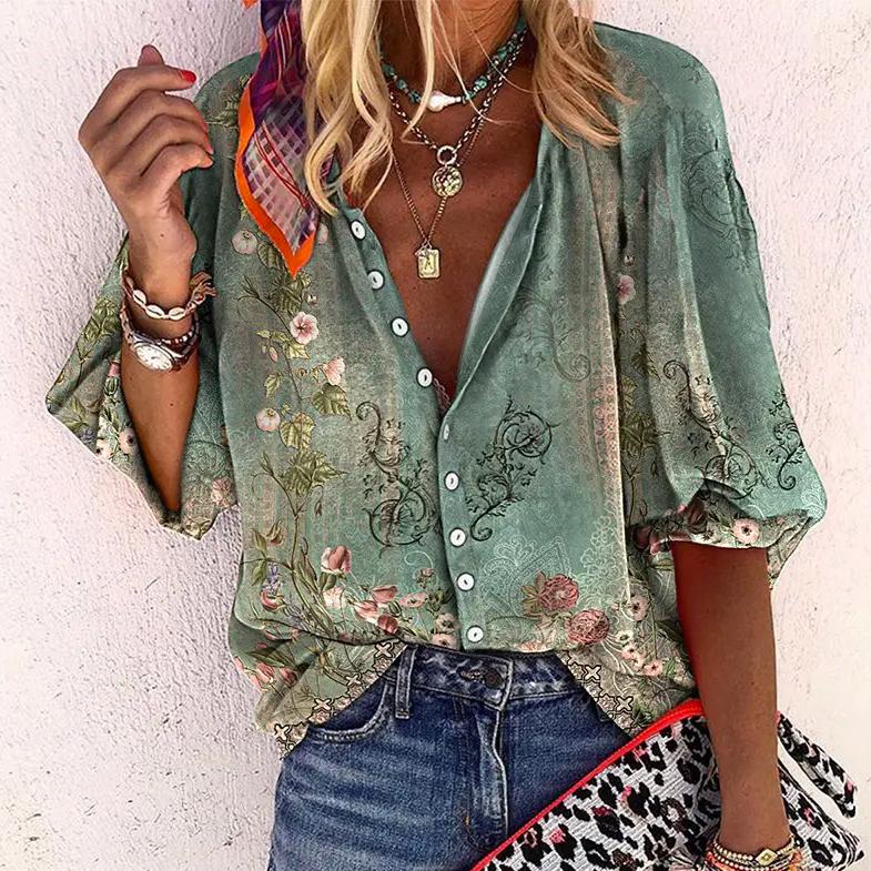 Blouse d'été à boutons pour femmes