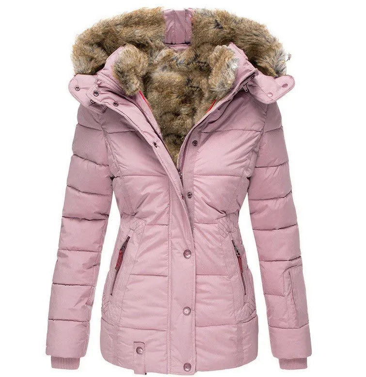 Veste d'hiver douillette doublée de fourrure