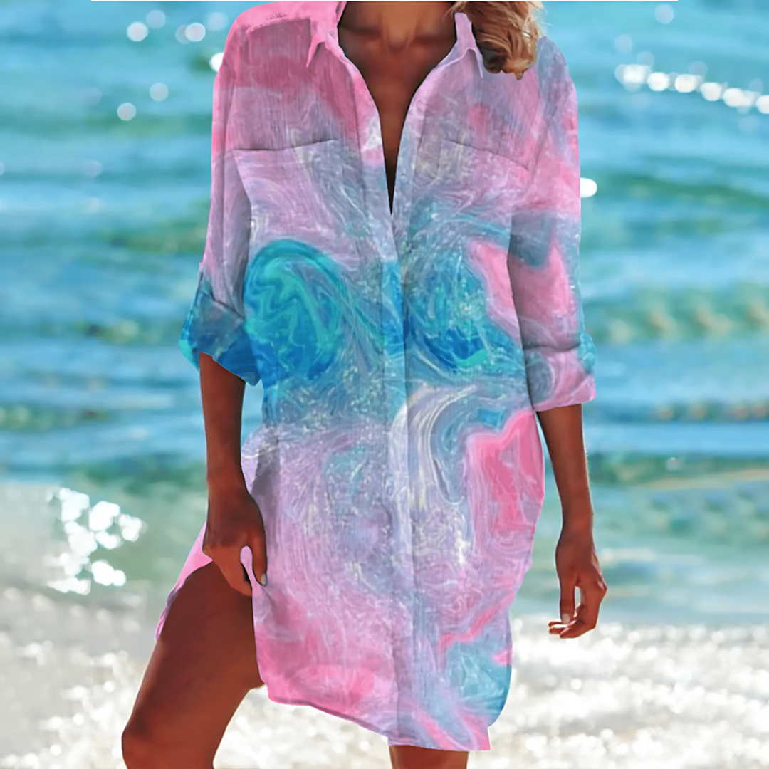 Robe chemise à boutons imprimée