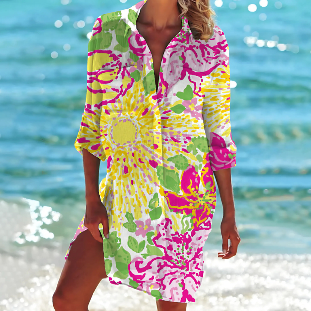 Robe chemise à boutons imprimée