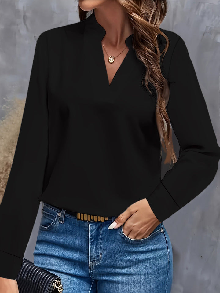 Blouse de bureau élégante en soie à col en V
