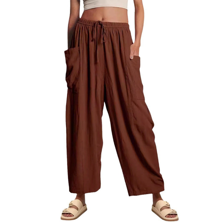 Pantalon coupe ample à taille haute confortable