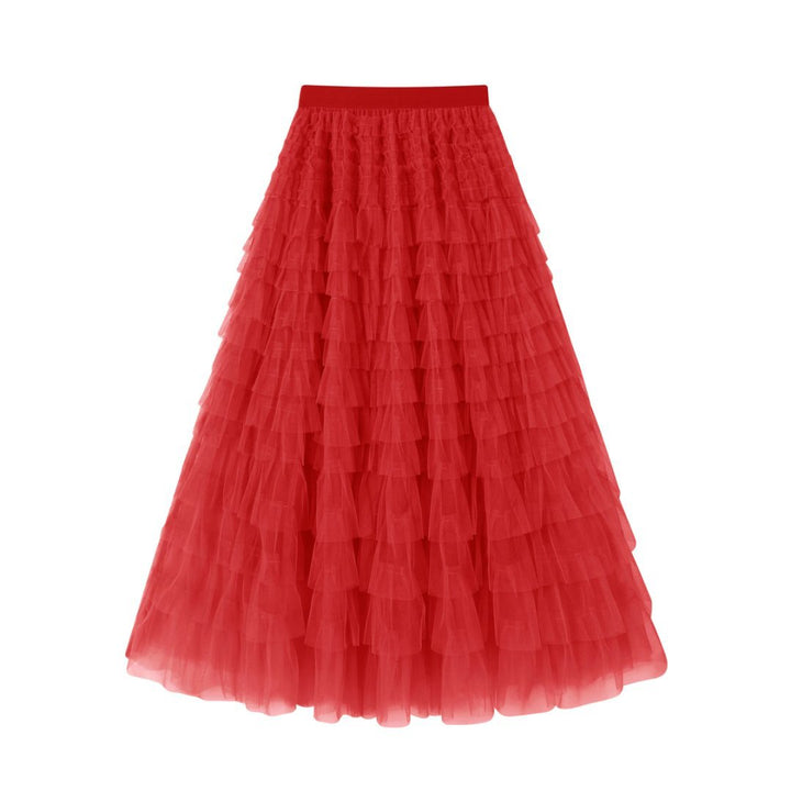 Jupe midi en mesh superposé fluide