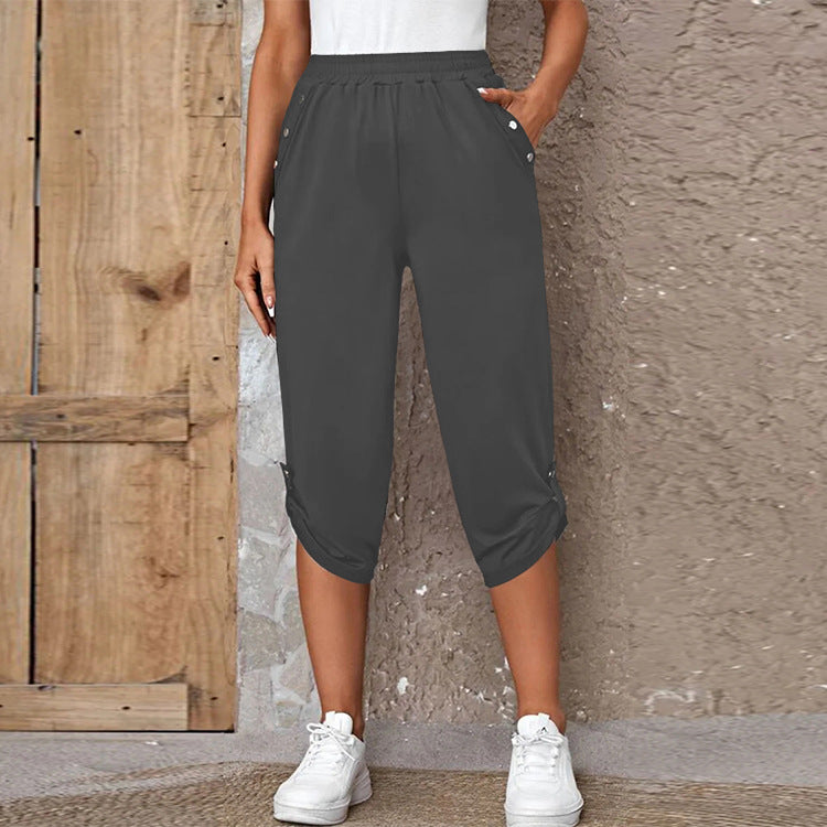 Pantalon décontracté élastique à sept points