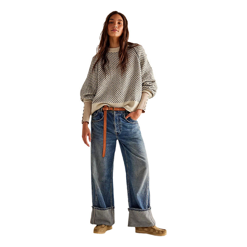 Pull à col rond manches longues pour femme
