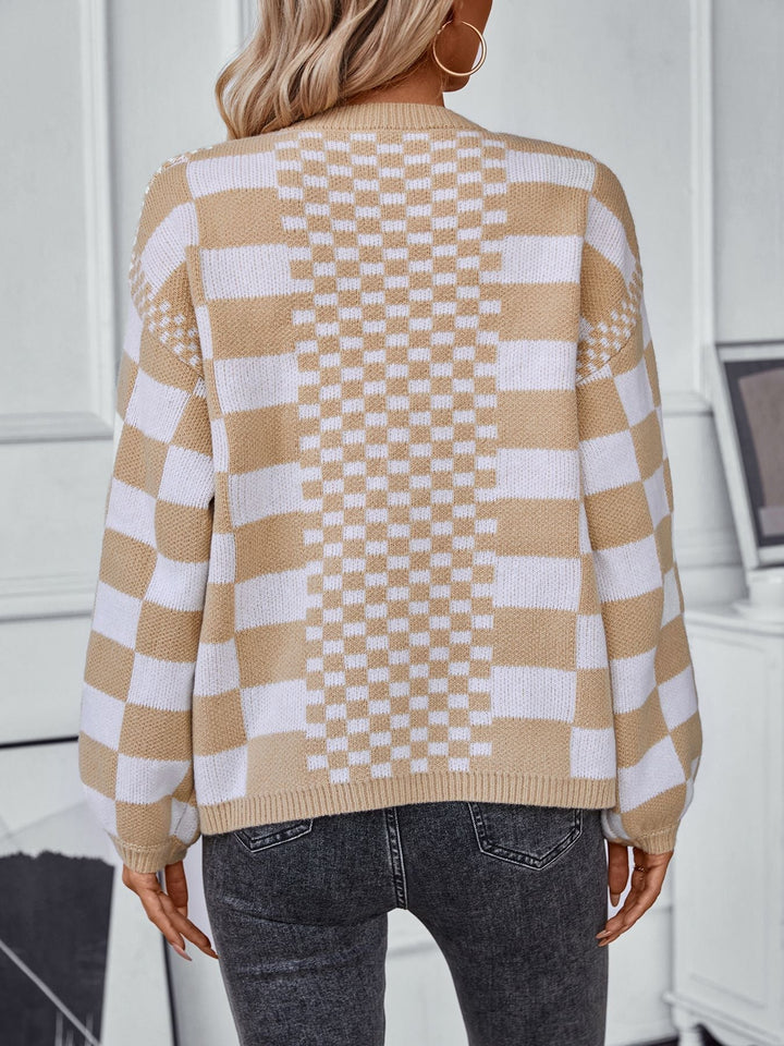 Cardigan en tricot à manches lanterne larges décontracté