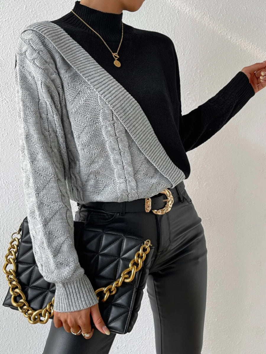 Pull torsadé à col montant pour femme