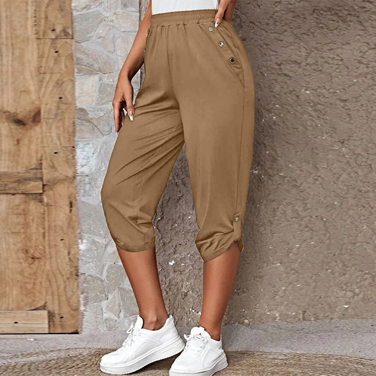 Pantalon décontracté élastique à sept points