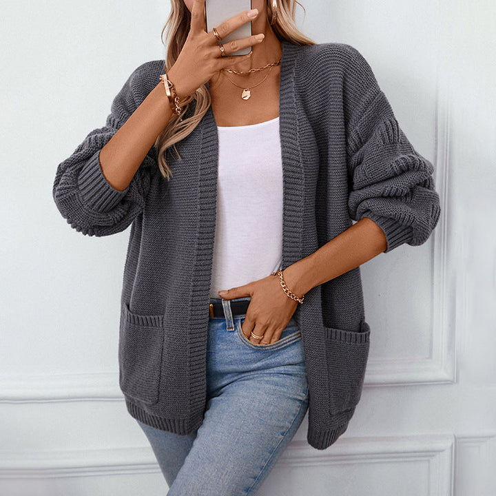 Cardigan décontracté uni et ample à manches longues
