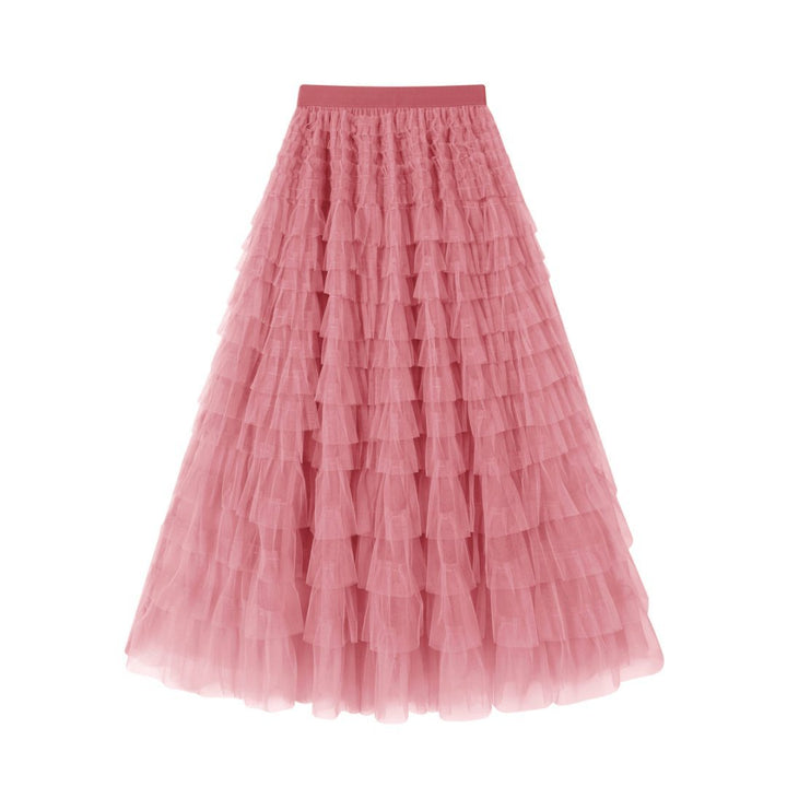 Jupe midi en mesh superposé fluide
