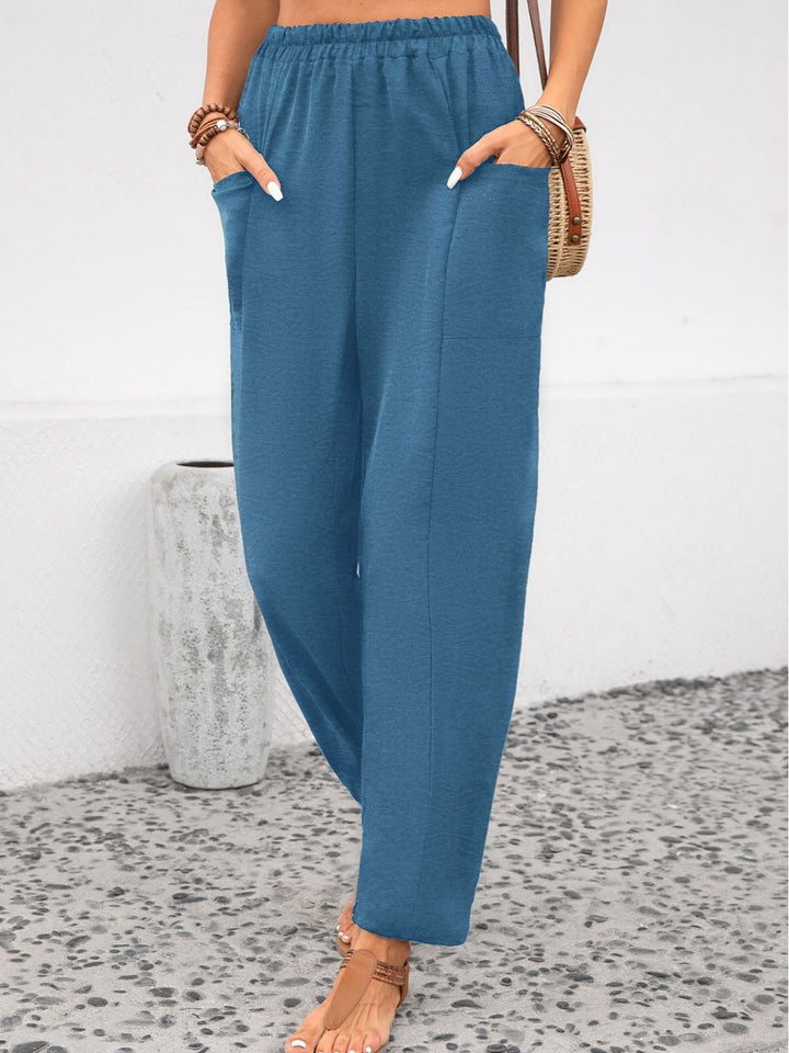 Pantalon élastique couleur unie