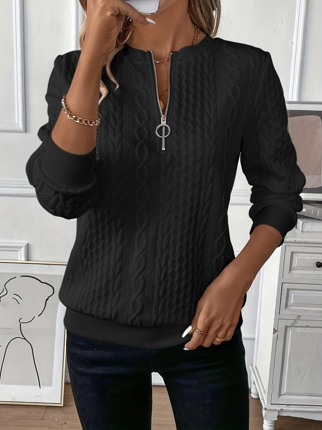Sweat-shirt zippé pour femme