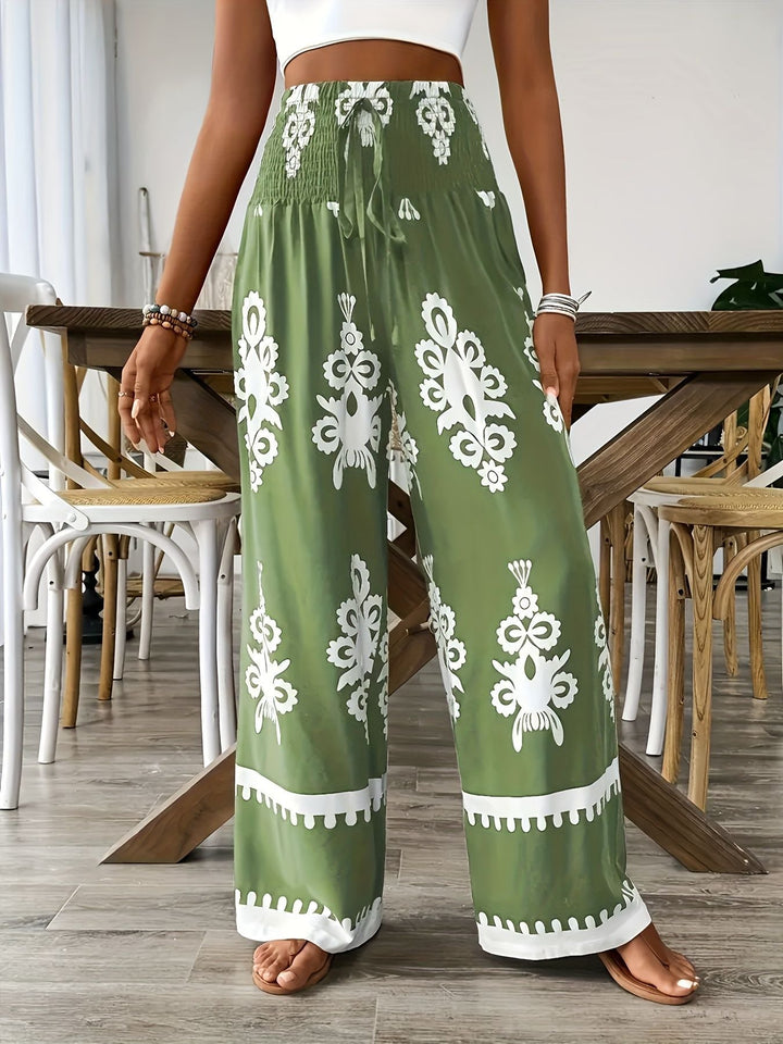 Pantalon taille haute imprimé
