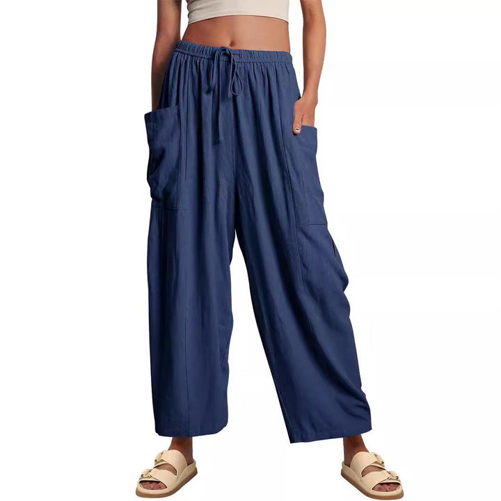 Pantalon coupe ample à taille haute confortable