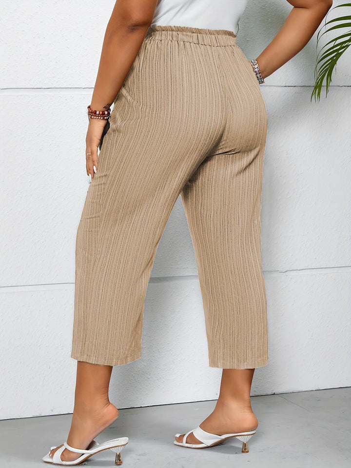 Pantalon rayé taille haute confortable