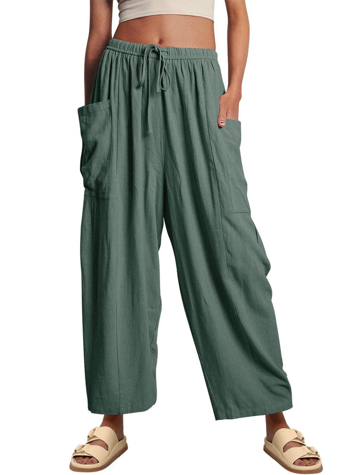 Pantalon coupe ample à taille haute confortable