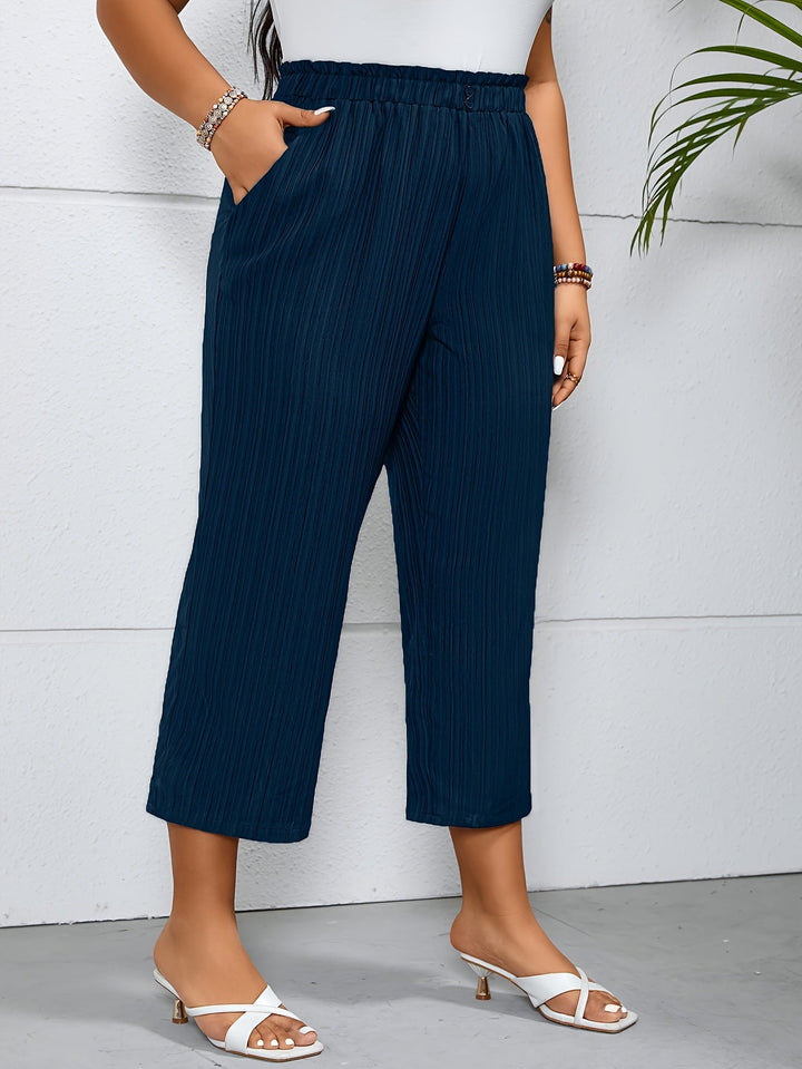 Pantalon rayé taille haute confortable