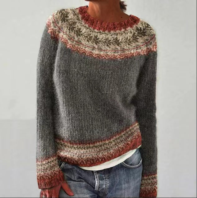 Pull rétro en maille à motifs