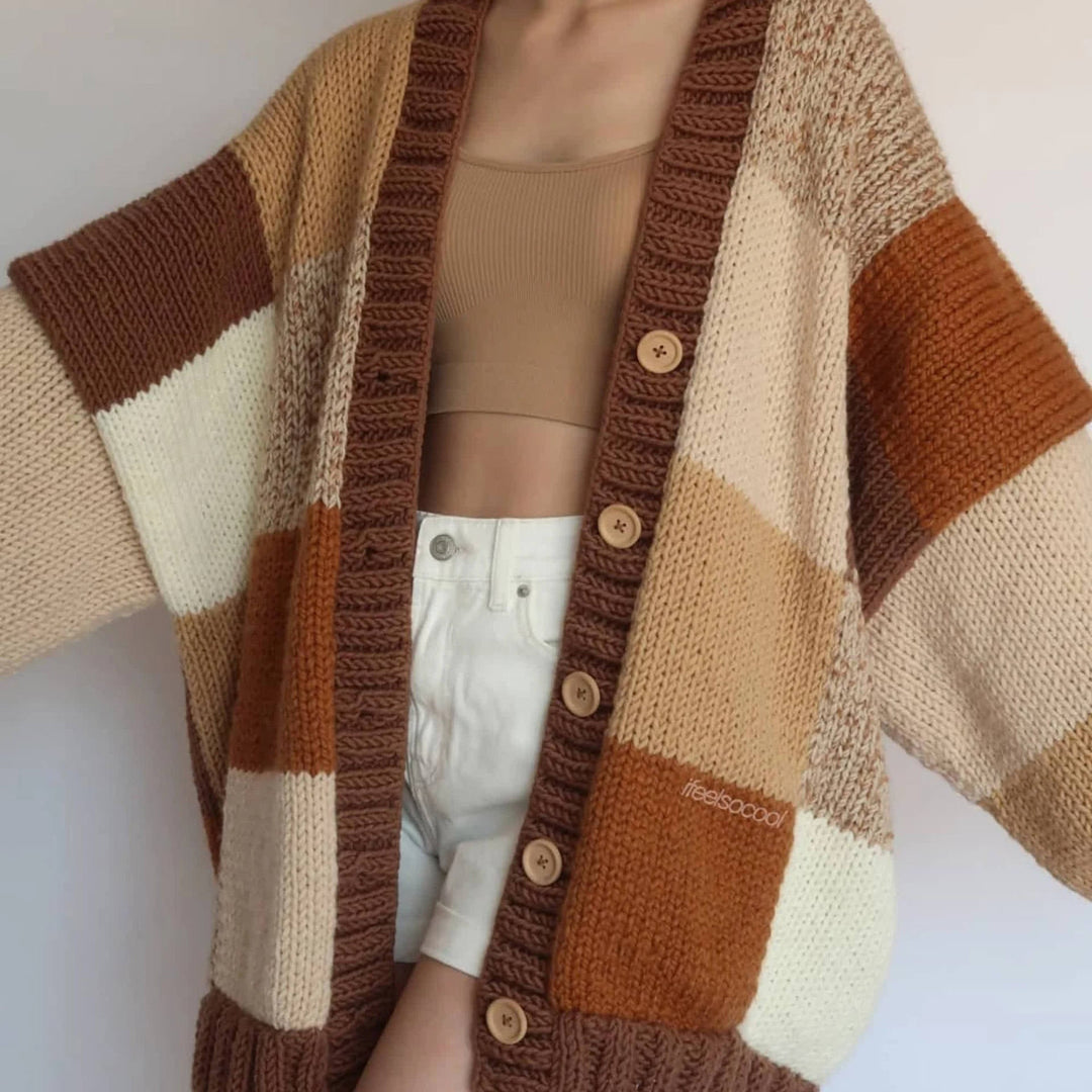 Cardigan patchwork plus fin pour femme