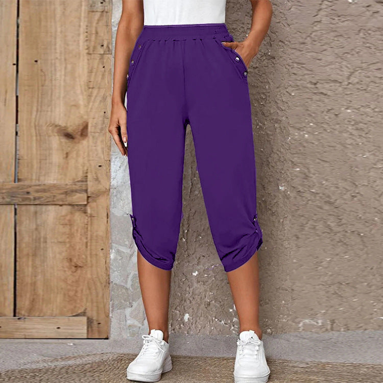 Pantalon décontracté élastique à sept points