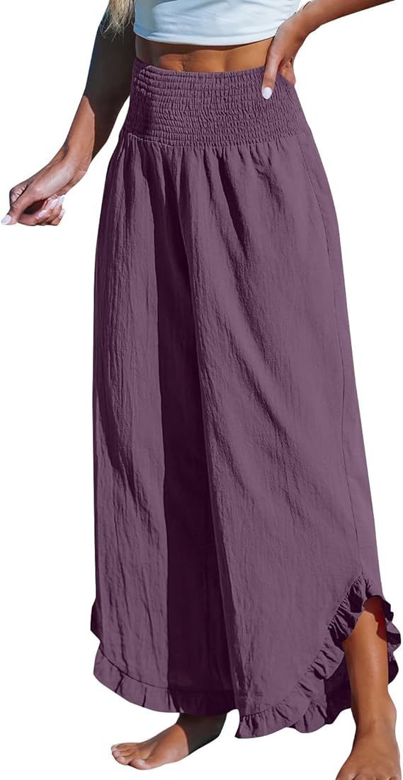 Pantalon en coton irrégulier à taille haute
