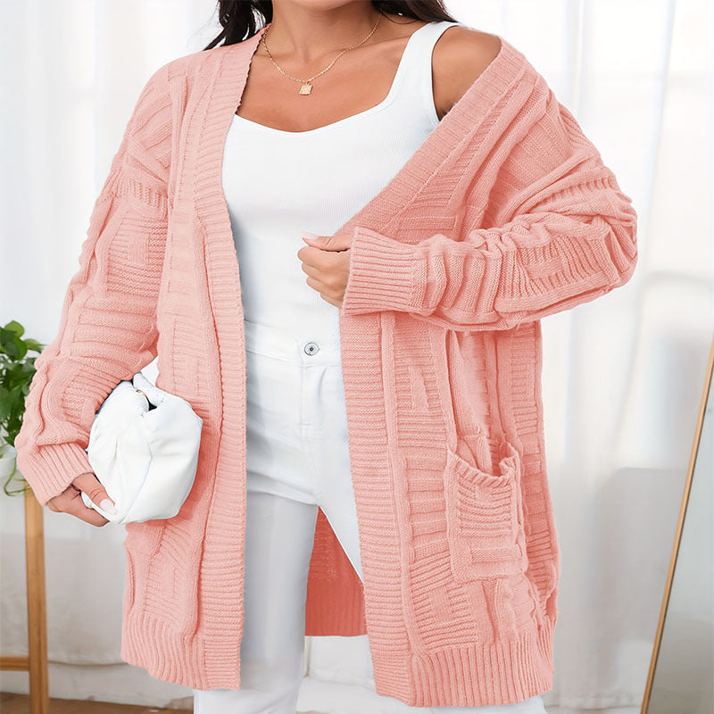 Cardigan à manches longues à ouverture frontale et poches doubles