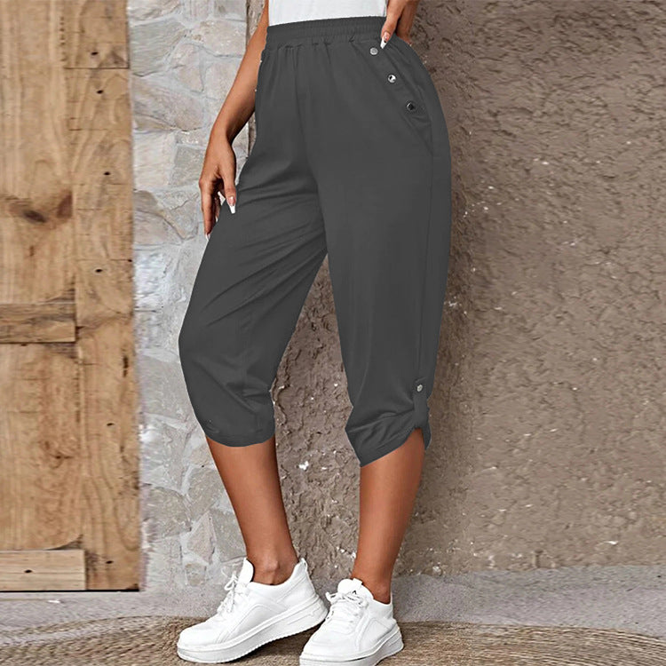 Pantalon décontracté élastique à sept points