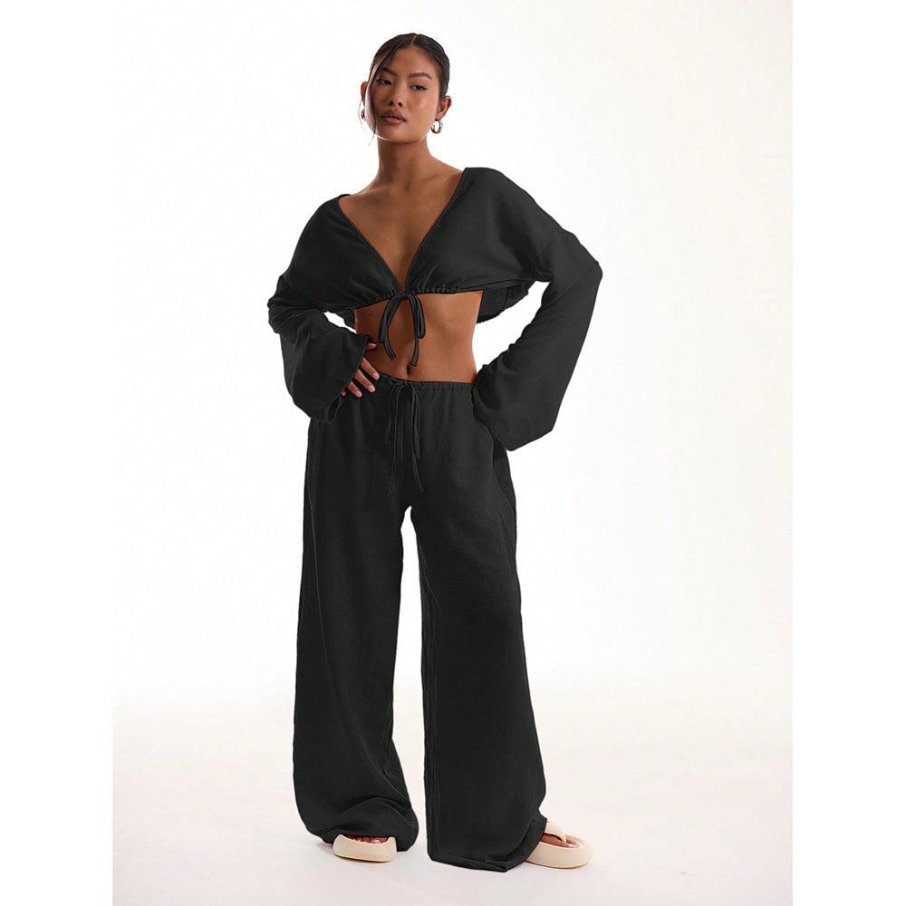 Pantalons coupe droite en Ice Silk pour femmes