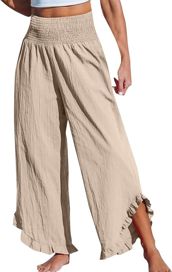Pantalon en coton irrégulier à taille haute