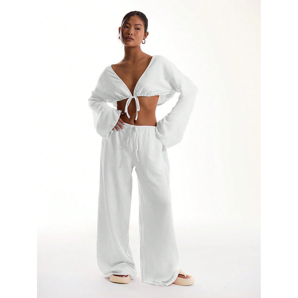 Pantalons coupe droite en Ice Silk pour femmes