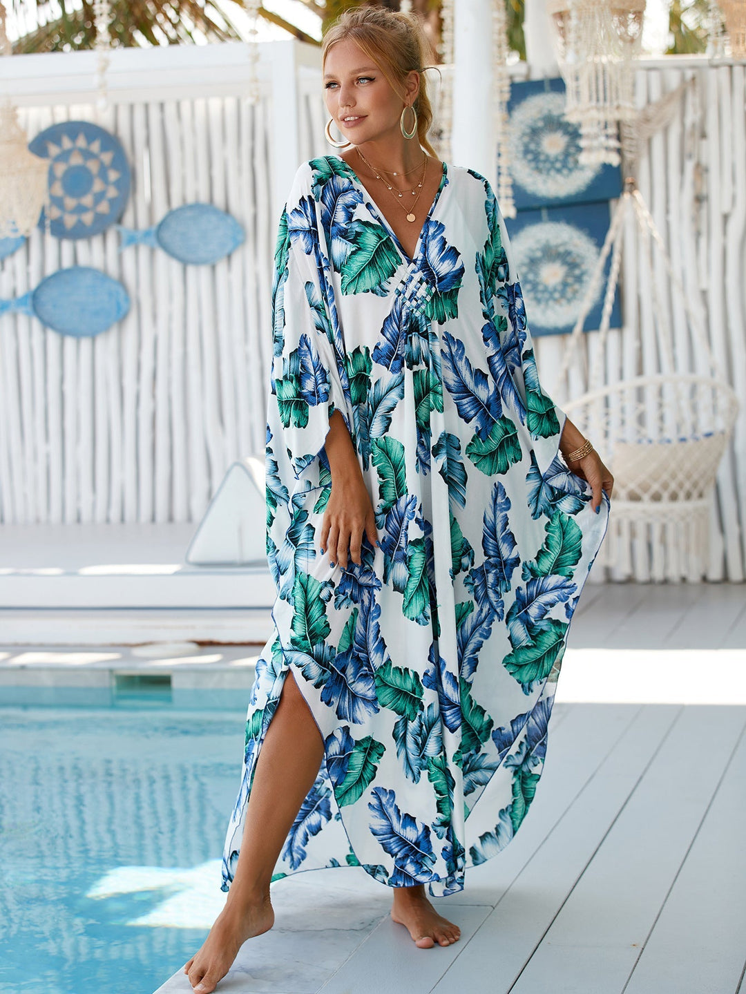 Robe portefeuille à imprimé fleurs sauvages avec une coupe fluide