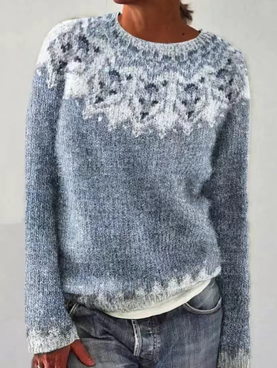 Pull rétro en maille à motifs