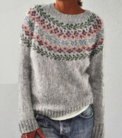 Pull rétro en maille à motifs