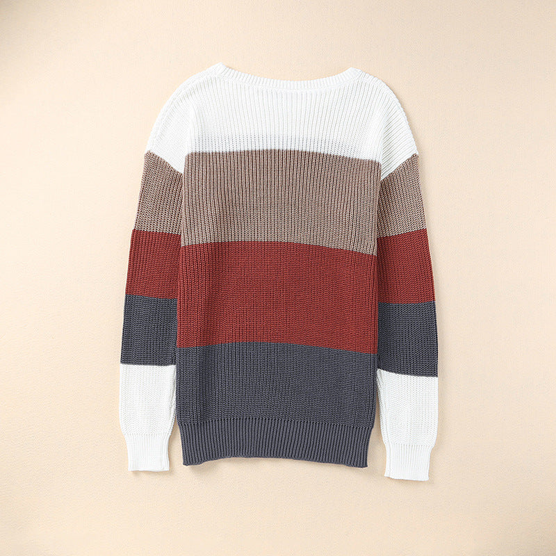 Pull en tricot à blocs de couleur pour femme